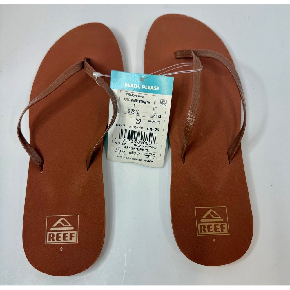 Reef Bliss Nights Brunette slim Sandals Flip Flops Size 9 Women